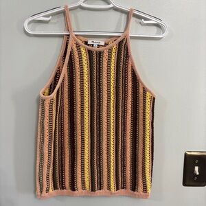 Madewell Crochet Janson Sweater Tank in Rainbow Stripe medium